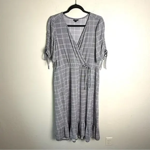 Torrid Purple Houndstooth Plaid Midi Studio Wrap Dress 2X 18491205 - Picture 2 of 15